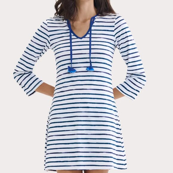NWT! Capelton Road Watercolor Stripe Seaside Beach Dress - SPF 50 Size L - Picture 4 of 6